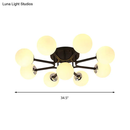 DecorBites™ Lámpara de techo semiempotrada nórdica de metal con pantalla de cristal esférica - 3/5/9 luces para sala de estar