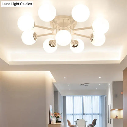 DecorBites™ Lámpara de techo semiempotrada nórdica de metal con pantalla de cristal esférica - 3/5/9 luces para sala de estar