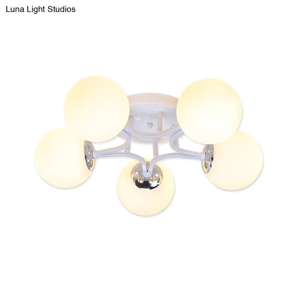 DecorBites™ Lámpara de techo semiempotrada nórdica de metal con pantalla de cristal esférica - 3/5/9 luces para sala de estar