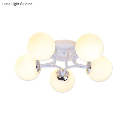 DecorBites™ Lámpara de techo semiempotrada nórdica de metal con pantalla de cristal esférica - 3/5/9 luces para sala de estar