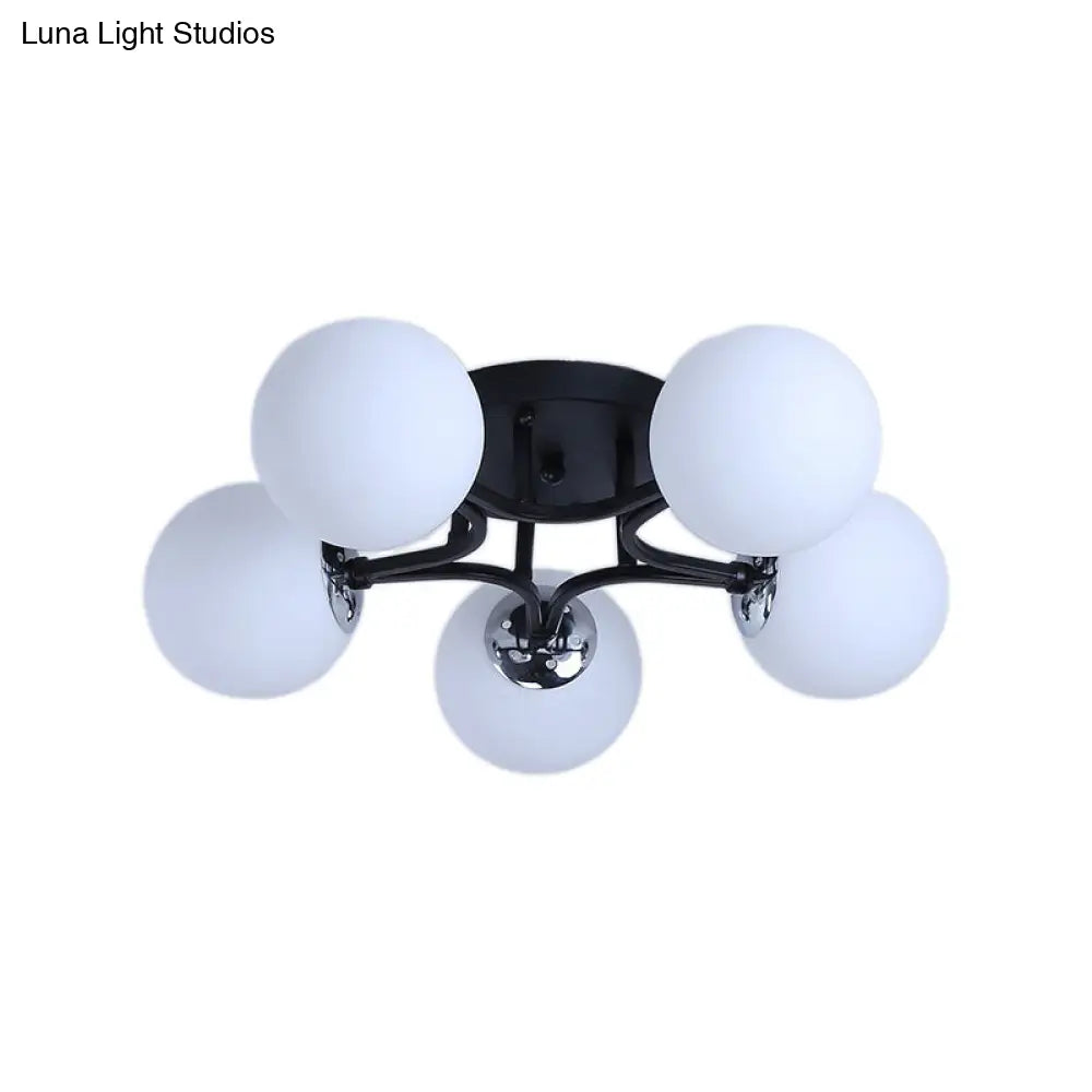 DecorBites™ Lámpara de techo semiempotrada nórdica de metal con pantalla de cristal esférica - 3/5/9 luces para sala de estar