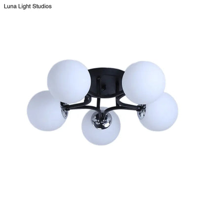 DecorBites™ Lámpara de techo semiempotrada nórdica de metal con pantalla de cristal esférica - 3/5/9 luces para sala de estar