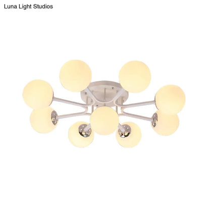 DecorBites™ Lámpara de techo semiempotrada nórdica de metal con pantalla de cristal esférica - 3/5/9 luces para sala de estar