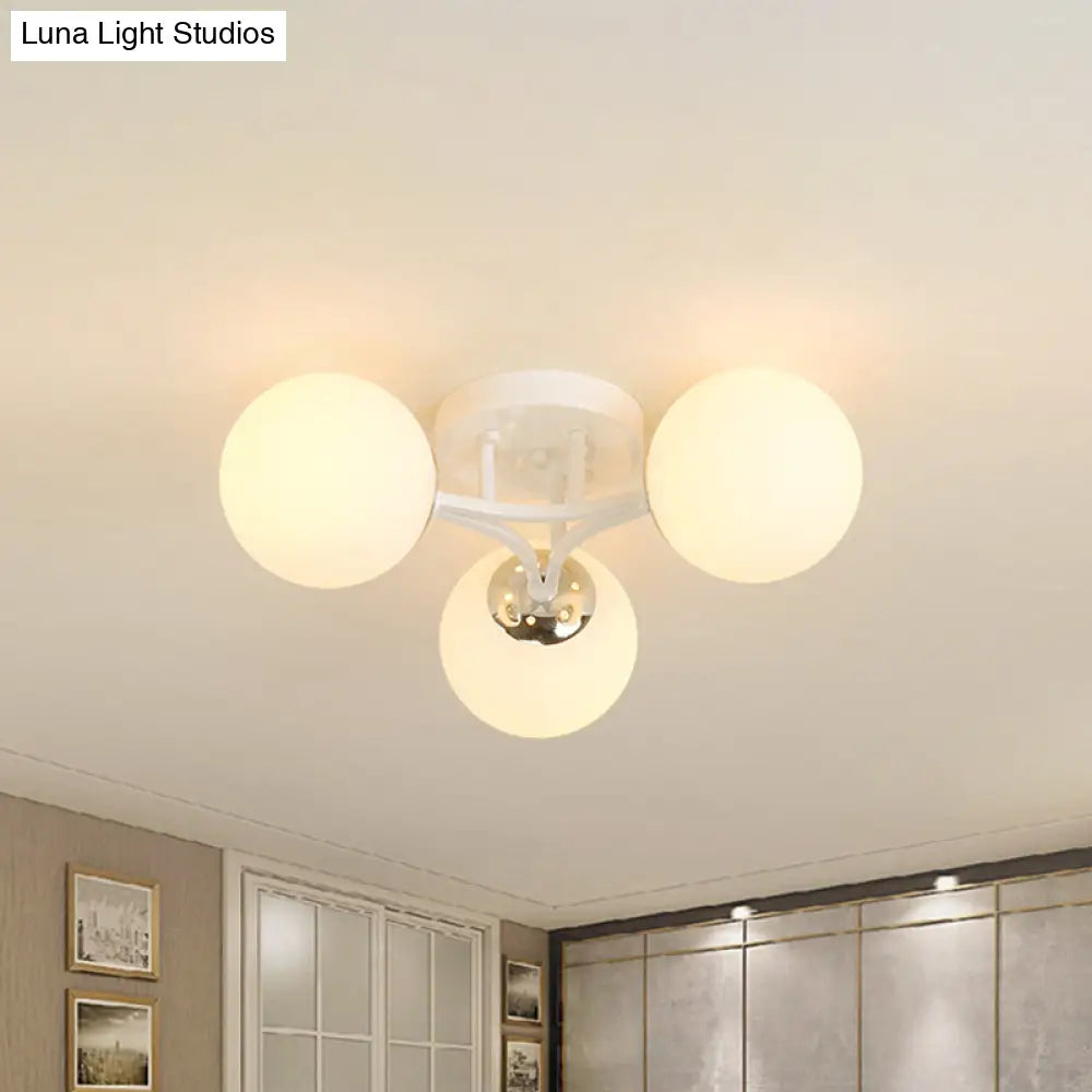 DecorBites™ Lámpara de techo semiempotrada nórdica de metal con pantalla de cristal esférica - 3/5/9 luces para sala de estar