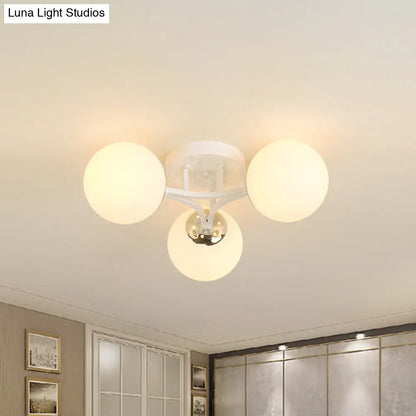 DecorBites™ Lámpara de techo semiempotrada nórdica de metal con pantalla de cristal esférica - 3/5/9 luces para sala de estar