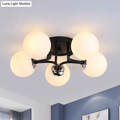 DecorBites™ Lámpara de techo semiempotrada nórdica de metal con pantalla de cristal esférica - 3/5/9 luces para sala de estar