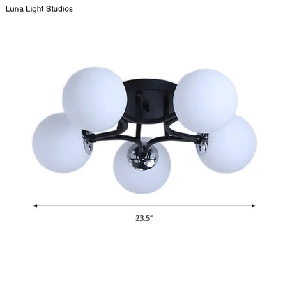 DecorBites™ Lámpara de techo semiempotrada nórdica de metal con pantalla de cristal esférica - 3/5/9 luces para sala de estar