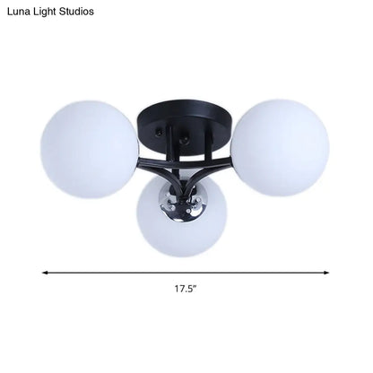 DecorBites™ Lámpara de techo semiempotrada nórdica de metal con pantalla de cristal esférica - 3/5/9 luces para sala de estar