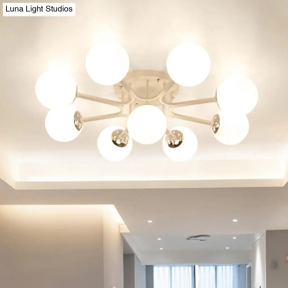 DecorBites™ Lámpara de techo semiempotrada nórdica de metal con pantalla de cristal esférica - 3/5/9 luces para sala de estar