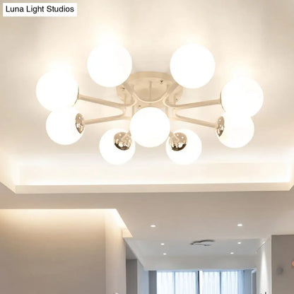 DecorBites™ Lámpara de techo semiempotrada nórdica de metal con pantalla de cristal esférica - 3/5/9 luces para sala de estar
