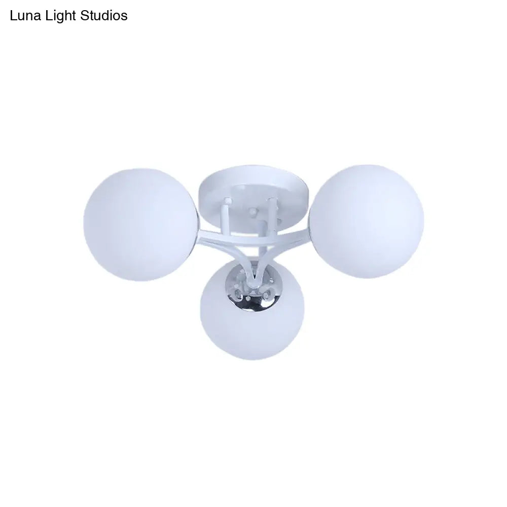 DecorBites™ Lámpara de techo semiempotrada nórdica de metal con pantalla de cristal esférica - 3/5/9 luces para sala de estar