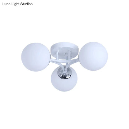 DecorBites™ Lámpara de techo semiempotrada nórdica de metal con pantalla de cristal esférica - 3/5/9 luces para sala de estar