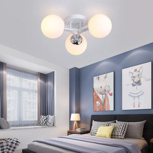 DecorBites™ DecorBites™ Nordic Metal Semi Flush Mount Light with Globe Glass Shade - 3/5/9 Lights for Living Room