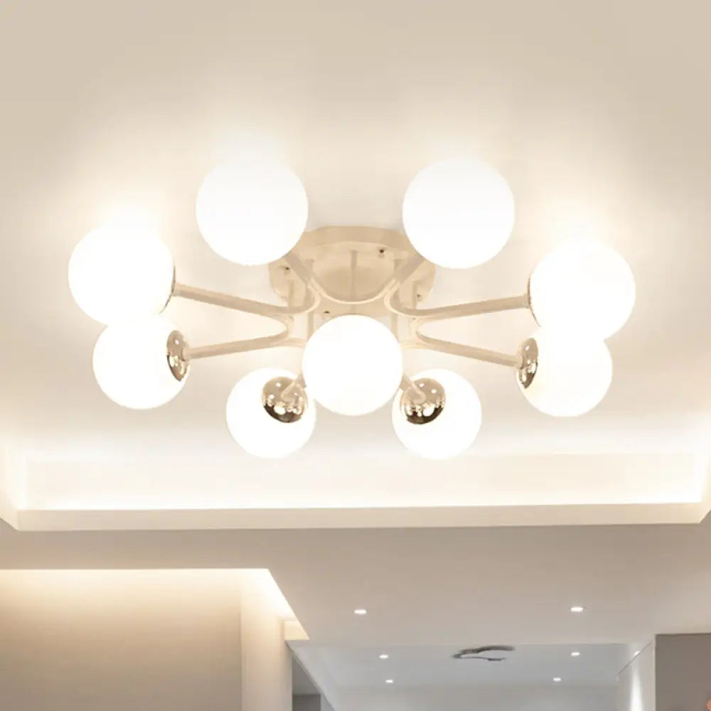 DecorBites™ Lámpara de techo semiempotrada nórdica de metal con pantalla de cristal esférica - 3/5/9 luces para sala de estar