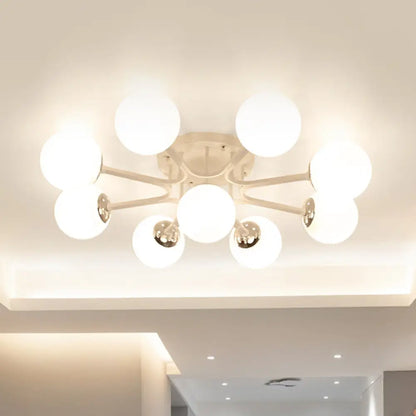 DecorBites™ Lámpara de techo semiempotrada nórdica de metal con pantalla de cristal esférica - 3/5/9 luces para sala de estar