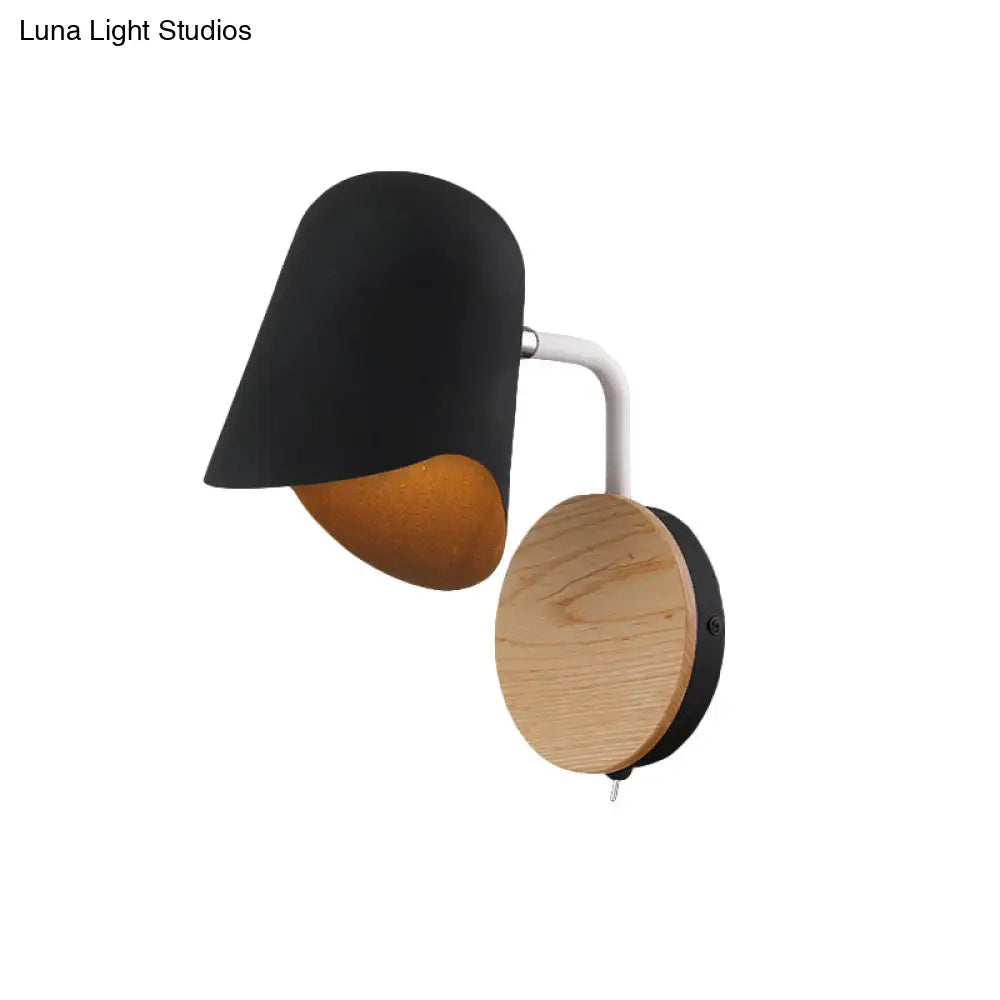 DecorBites™ DecorBites™ Nordic Metal Wall Sconce with Right Angle Arm and 1-Light, White/Black Finish