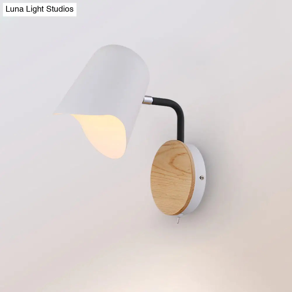 DecorBites™ DecorBites™ Nordic Metal Wall Sconce with Right Angle Arm and 1-Light, White/Black Finish