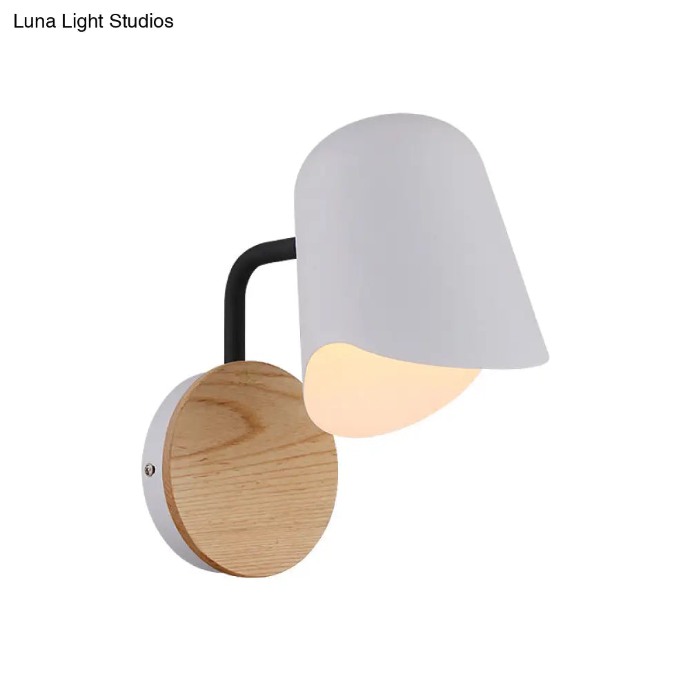 DecorBites™ DecorBites™ Nordic Metal Wall Sconce with Right Angle Arm and 1-Light, White/Black Finish