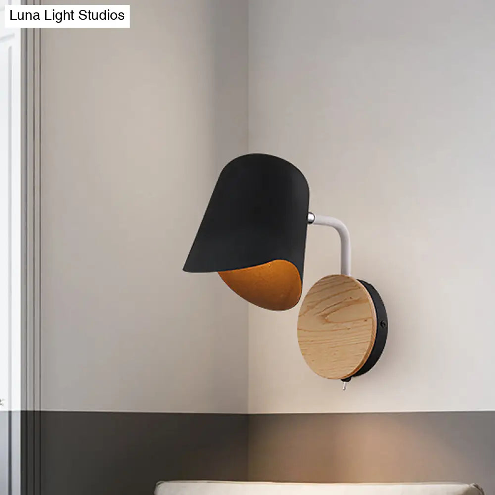 DecorBites™ DecorBites™ Nordic Metal Wall Sconce with Right Angle Arm and 1-Light, White/Black Finish