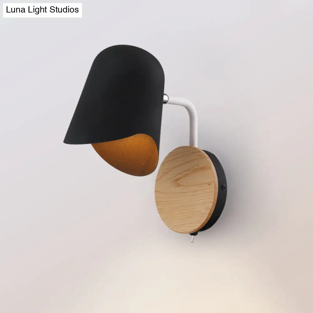 DecorBites™ DecorBites™ Nordic Metal Wall Sconce with Right Angle Arm and 1-Light, White/Black Finish