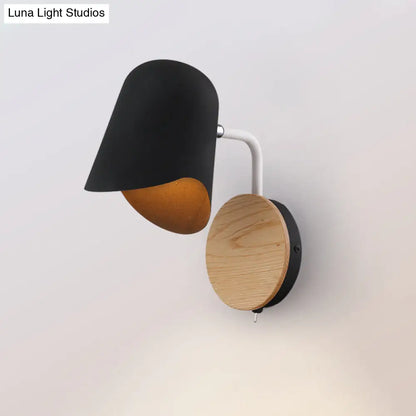 DecorBites™ DecorBites™ Nordic Metal Wall Sconce with Right Angle Arm and 1-Light, White/Black Finish