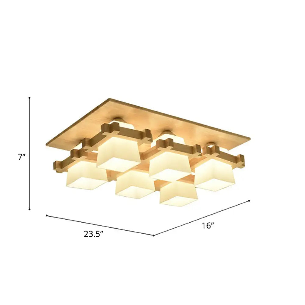 Lámpara de techo semiempotrada DecorBites™ Nordic Milk Glass Wood para comedor
