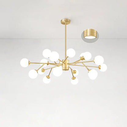 Nordic Milky Glass Chandelier, Gold Suspension Light for Living Room
