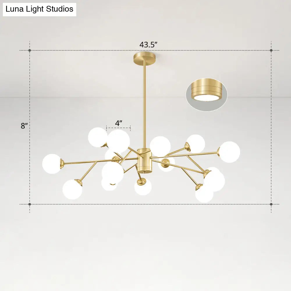 Nordic Milky Glass Chandelier, Gold Suspension Light for Living Room