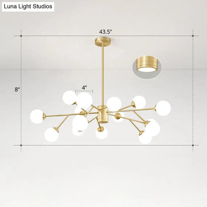 Nordic Milky Glass Chandelier, Gold Suspension Light for Living Room