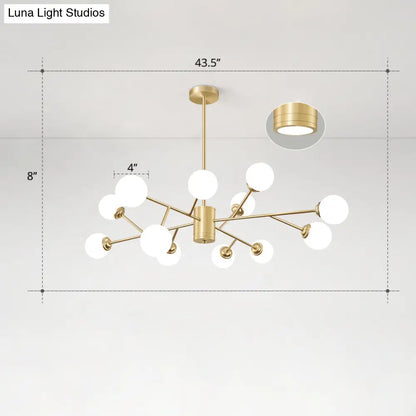 Nordic Milky Glass Chandelier, Gold Suspension Light for Living Room