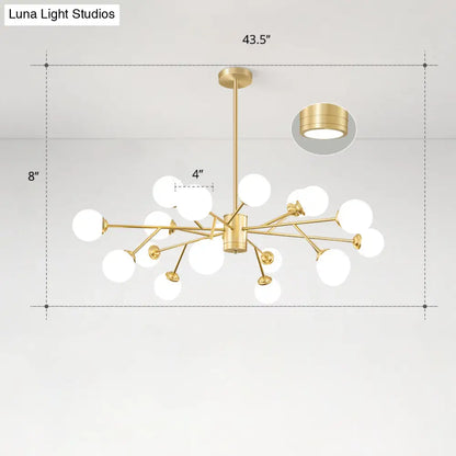 Nordic Milky Glass Chandelier, Gold Suspension Light for Living Room