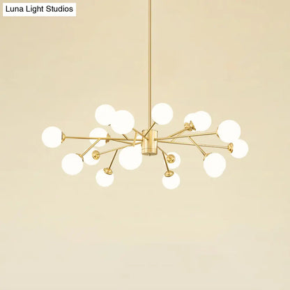 Nordic Milky Glass Chandelier, Gold Suspension Light for Living Room