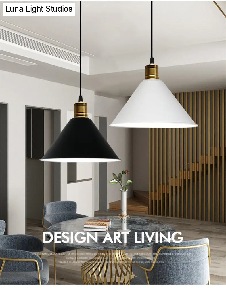 Nordic Modern Metal Tapered Hanging Light - Stylish 1-Light Restaurant Ceiling Pendant Lamp