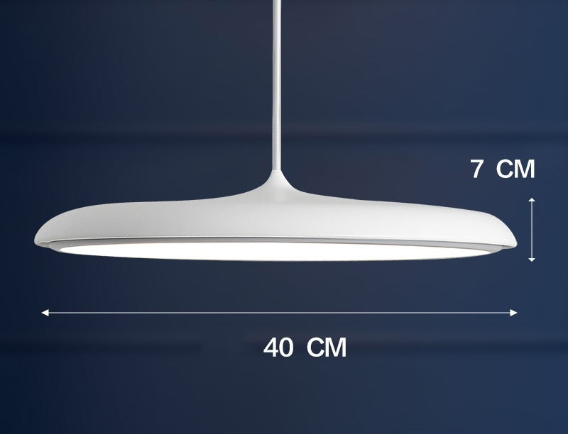 White modern pendant light with sleek minimalist design 40 cm diameter featuring three color temperature settings
