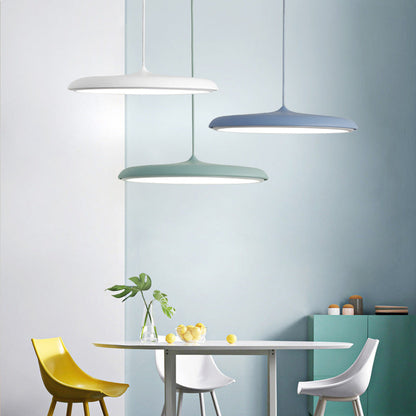 3-color pendant light set with modern design, featuring matte white, pastel blue, and mint green shades.