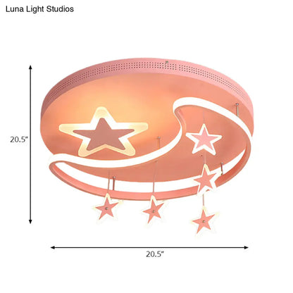 ديكوربايتس™ - مصباح سقف نورديك على شكل قمر ونجمة - تركيب أكريليك مدمج لرياض الأطفال