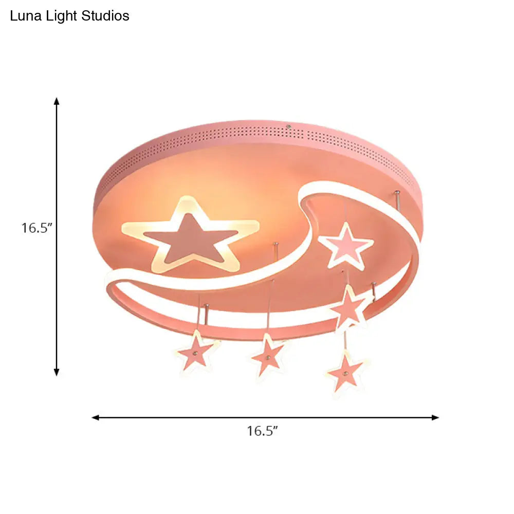 ديكوربايتس™ - مصباح سقف نورديك على شكل قمر ونجمة - تركيب أكريليك مدمج لرياض الأطفال