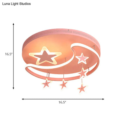 ديكوربايتس™ - مصباح سقف نورديك على شكل قمر ونجمة - تركيب أكريليك مدمج لرياض الأطفال
