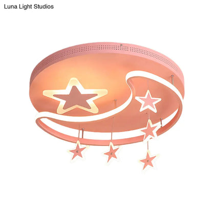 ديكوربايتس™ - مصباح سقف نورديك على شكل قمر ونجمة - تركيب أكريليك مدمج لرياض الأطفال