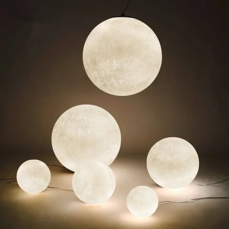 Nordic Moon White FRP Round Pendant Light - Decorbites
