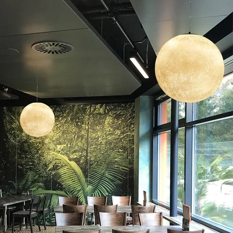 Nordic Moon White FRP Round Pendant Light - Decorbites