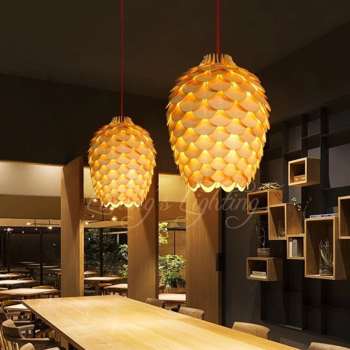 Nordic Oak Pinecone Wood Pendant Light - Decorbites