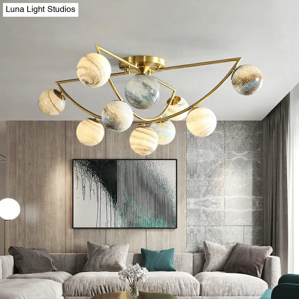 DecorBites™ DecorBites™ Nordic Ombre Glass Ceiling Lamp with Gold Finish for Bedroom