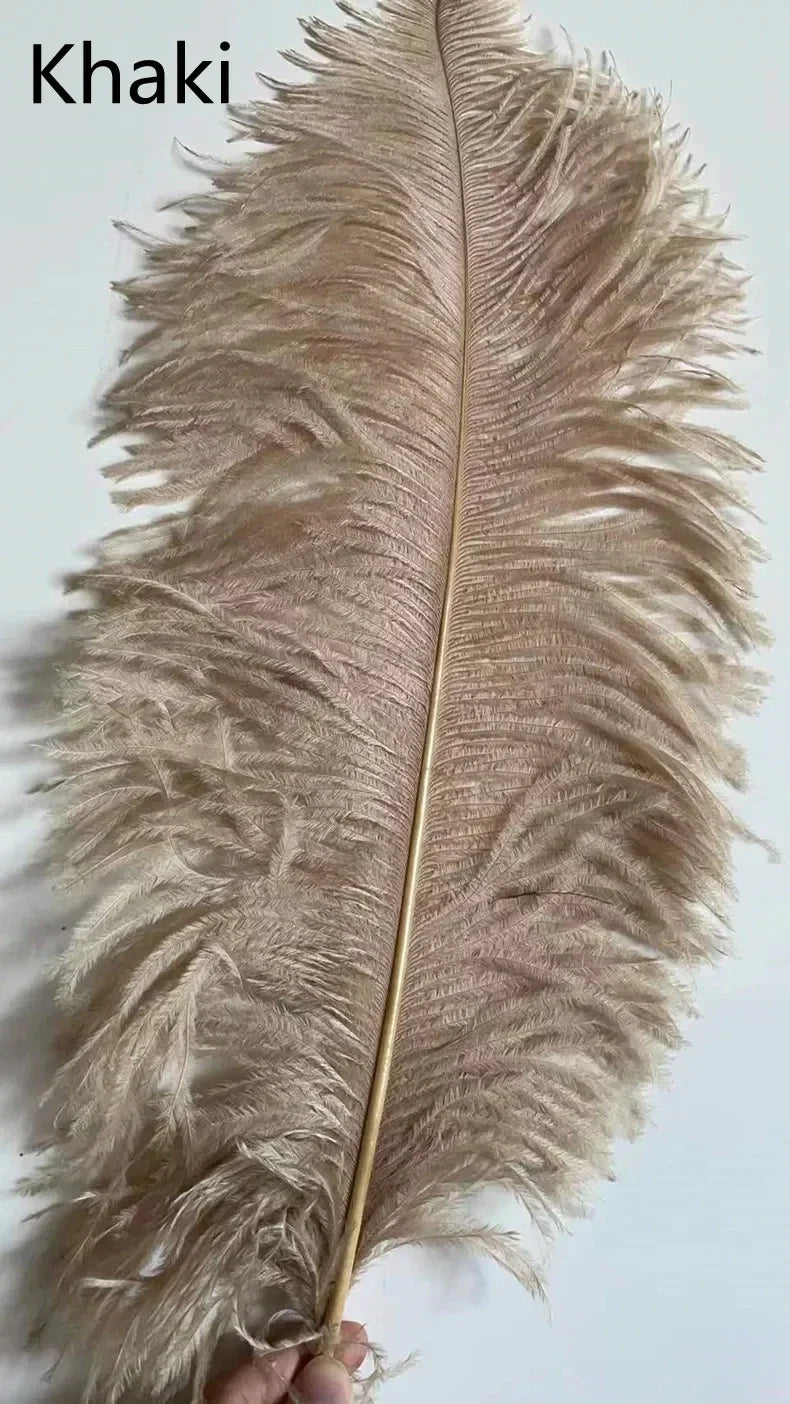 Nordic feather floor lamp with a soft khaki ostrich feather and slender shaft for living room and bedroom decor