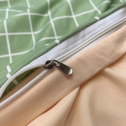 Nordic Plaid Cotton Bedding Set - Queen/King