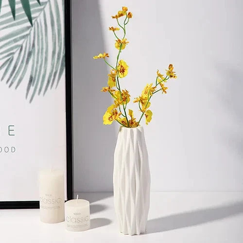 Nordic Plastic Vase for Modern Home Decor - white-E - Vase