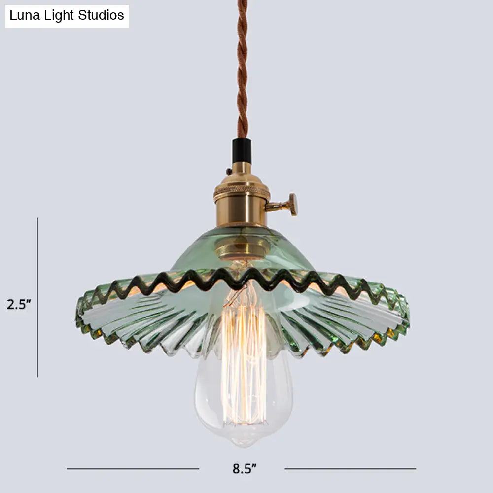 Nordic Radial Wave Glass Pendant Light - 1-Light Ceiling Fixture for Dining Room