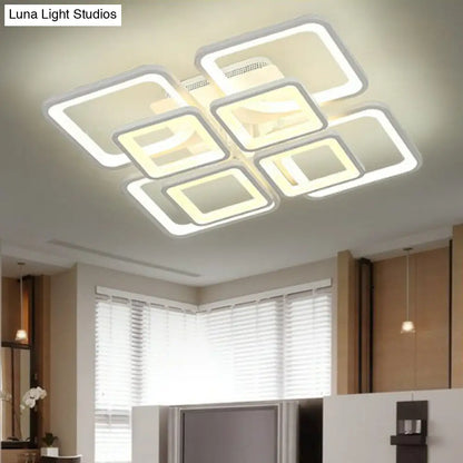 DecorBites™ DecorBites™ Nordic Rectangular Semi Flush Light in White - Acrylic LED Flush Mount Fixture for Living Room
