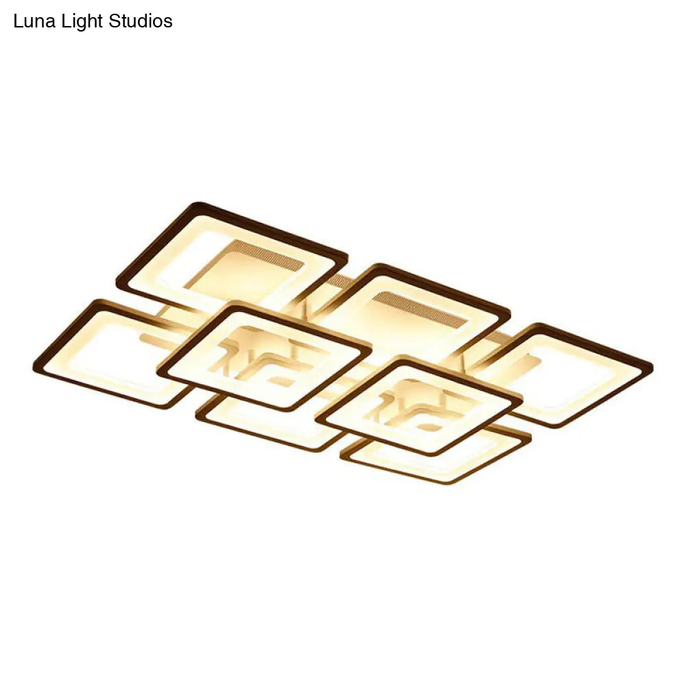 DecorBites™ DecorBites™ Nordic Rectangular Semi Flush Light in White - Acrylic LED Flush Mount Fixture for Living Room