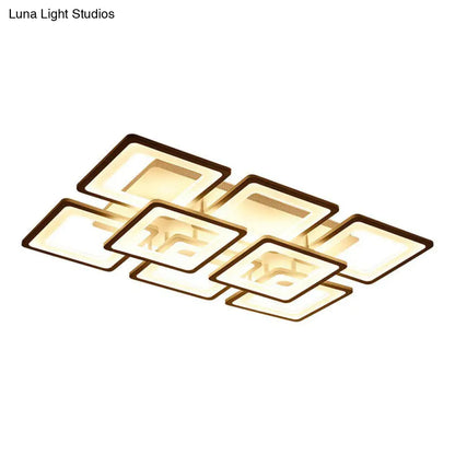 DecorBites™ DecorBites™ Nordic Rectangular Semi Flush Light in White - Acrylic LED Flush Mount Fixture for Living Room